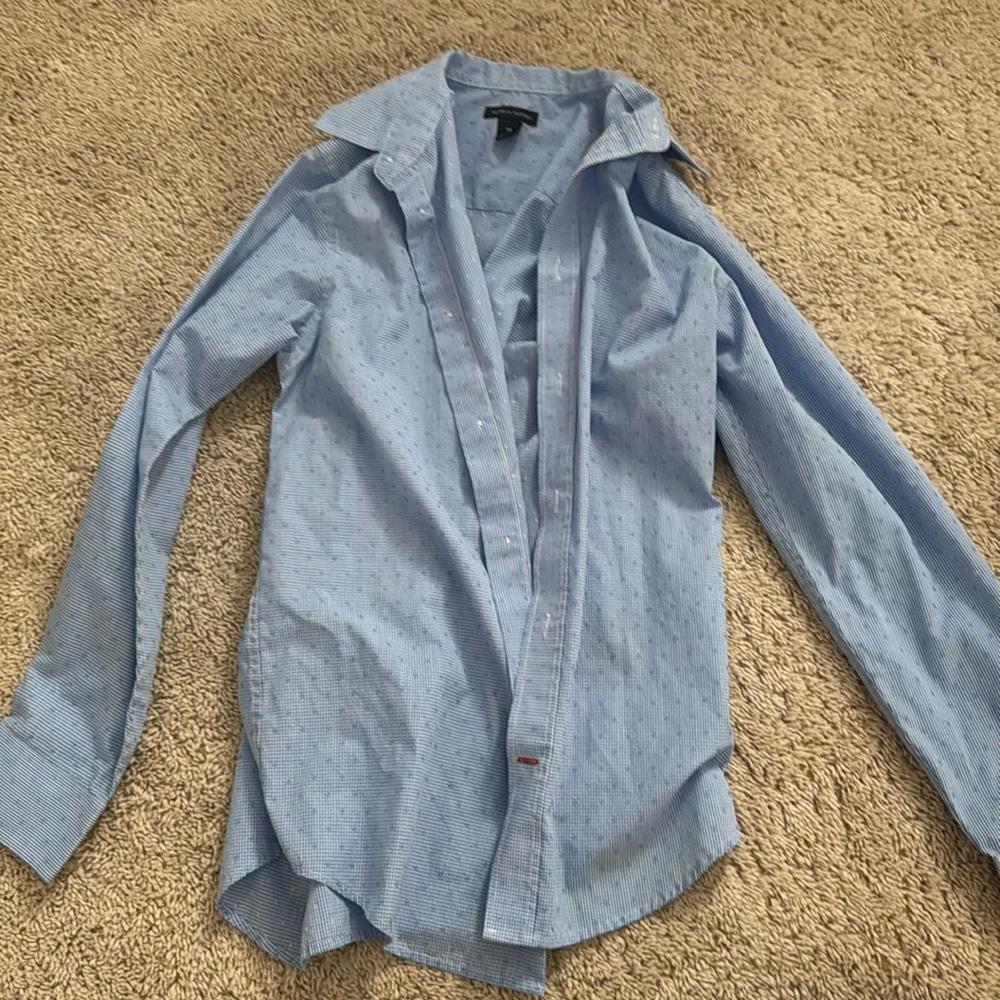boys size 14 blue pattern tommy hilfiger dress shirt